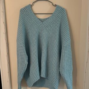 American Eagle Outfitters Light Blue V-Neck Sweater
